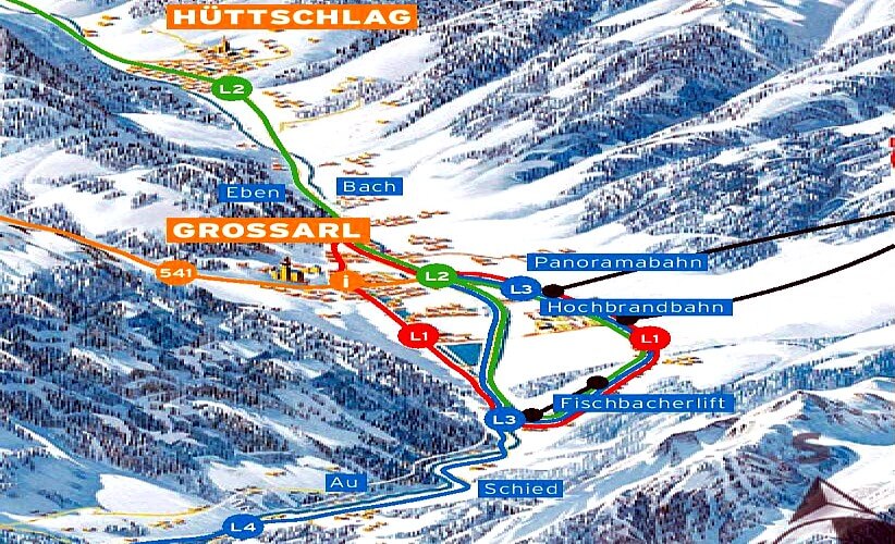 Grossarl ski bus routes map