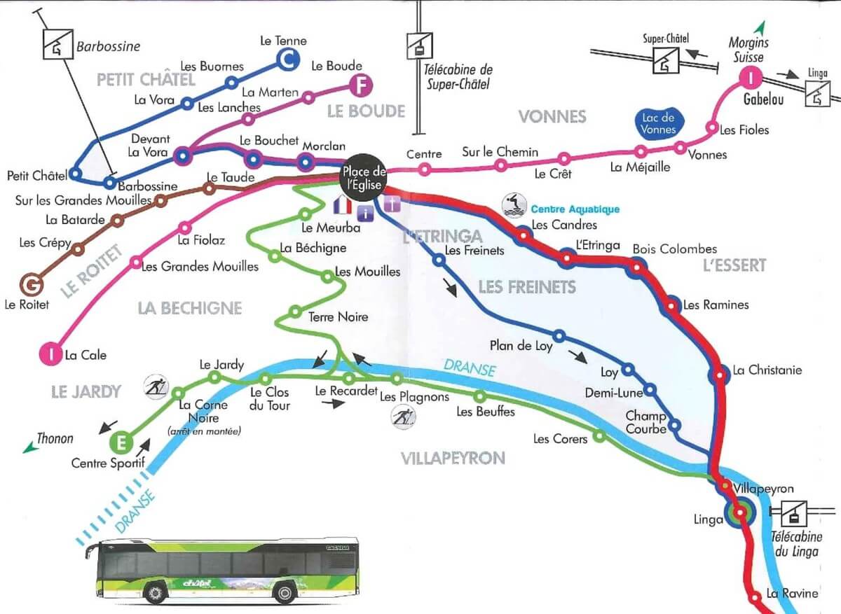 Chatel ski bus routes map
