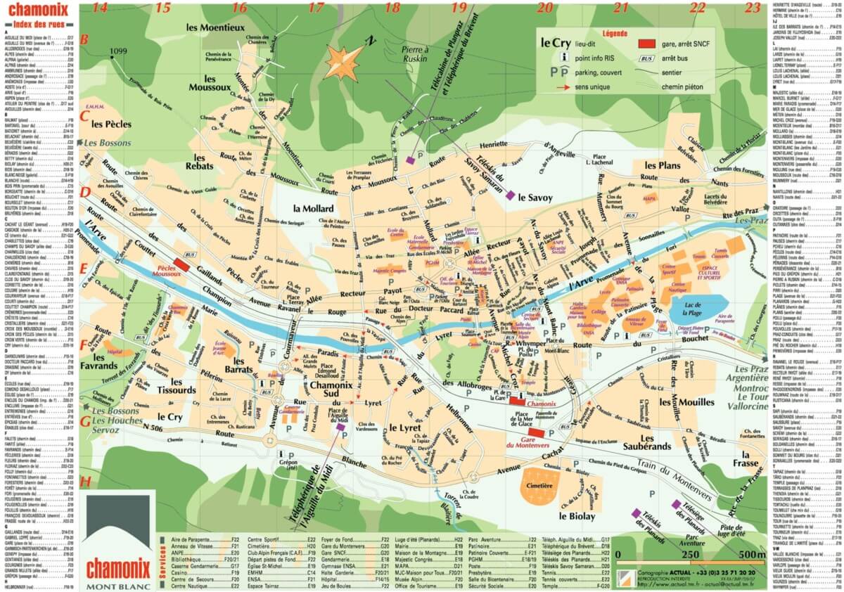 Chamonix village map