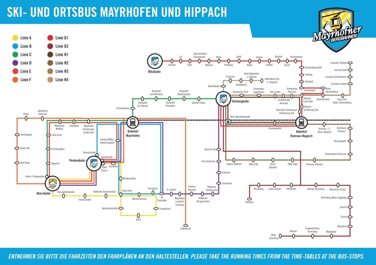 Mayrhofen ski bus routes map